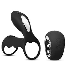 Load image into Gallery viewer, Men Remote Control 12 Speeds Black Color Silicone Double Cock rings (2 Motors )